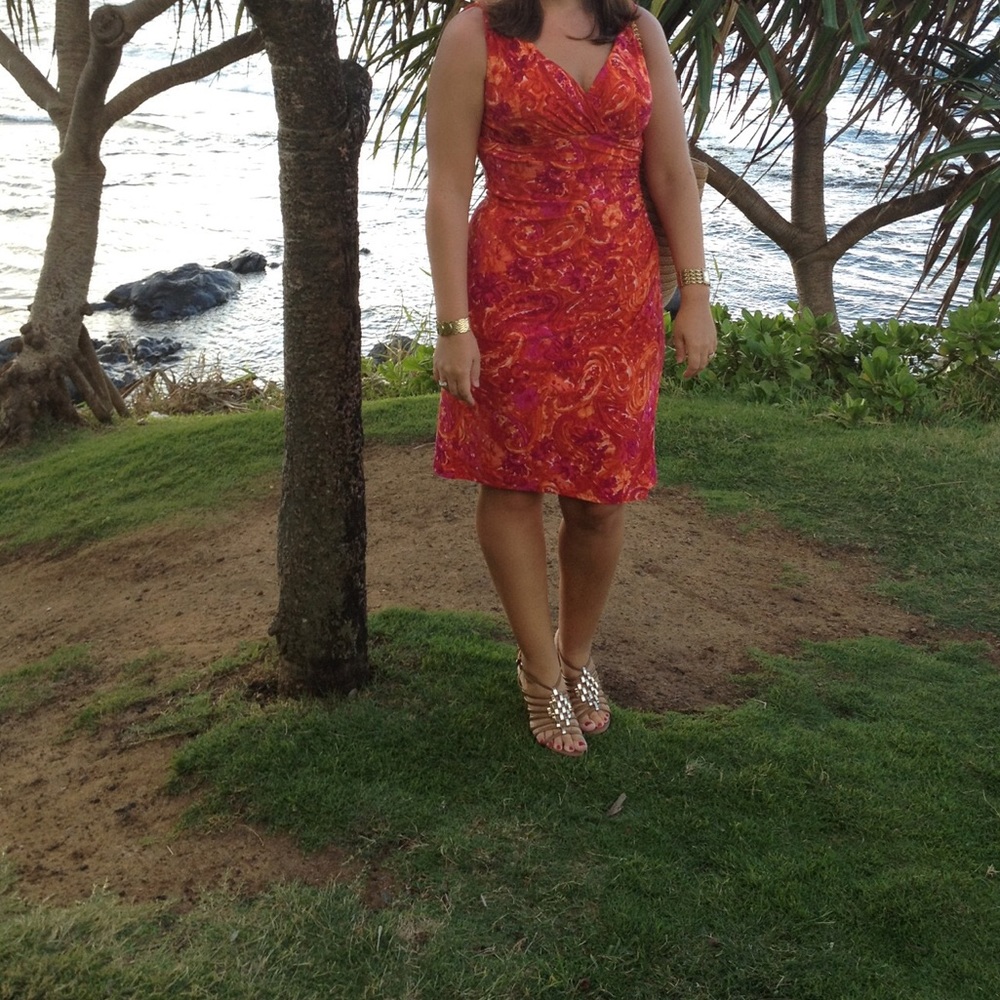 Ralph Lauren Vibrant Orange and Pink Summer Dress